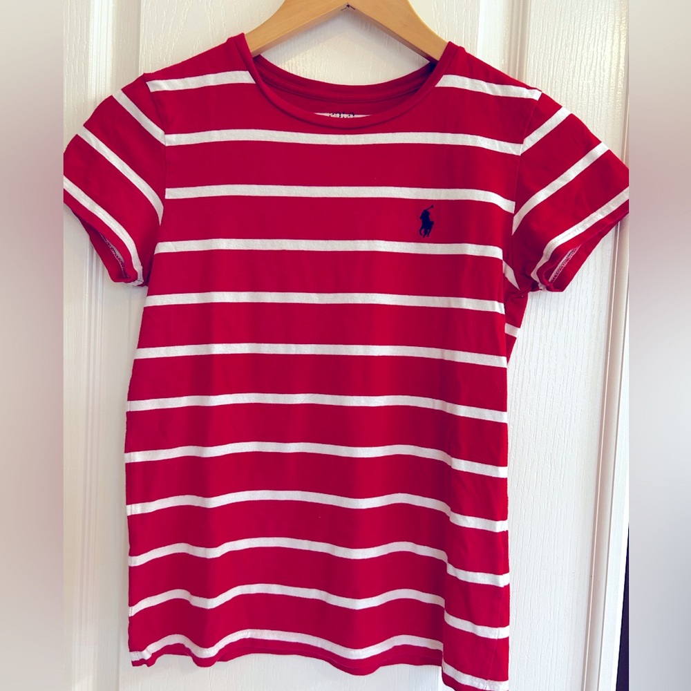 Polo Ralph Lauren Red and white striped Teeshirt Size Small #stripedtee